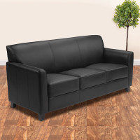 Flash Furniture HERCULES Diplomat Series Black Leather Sofa BT-827-3-BK-GG